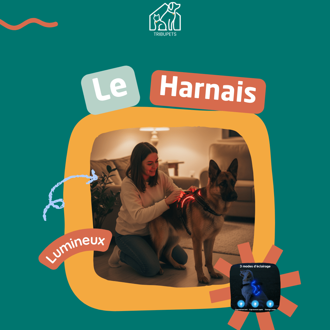 Harnais lumineux pour chien - Réglable, rechargeable et sans traction - TribupetsVERTMEntrepotHarnais lumineux pour chien - Réglable, rechargeable et sans traction