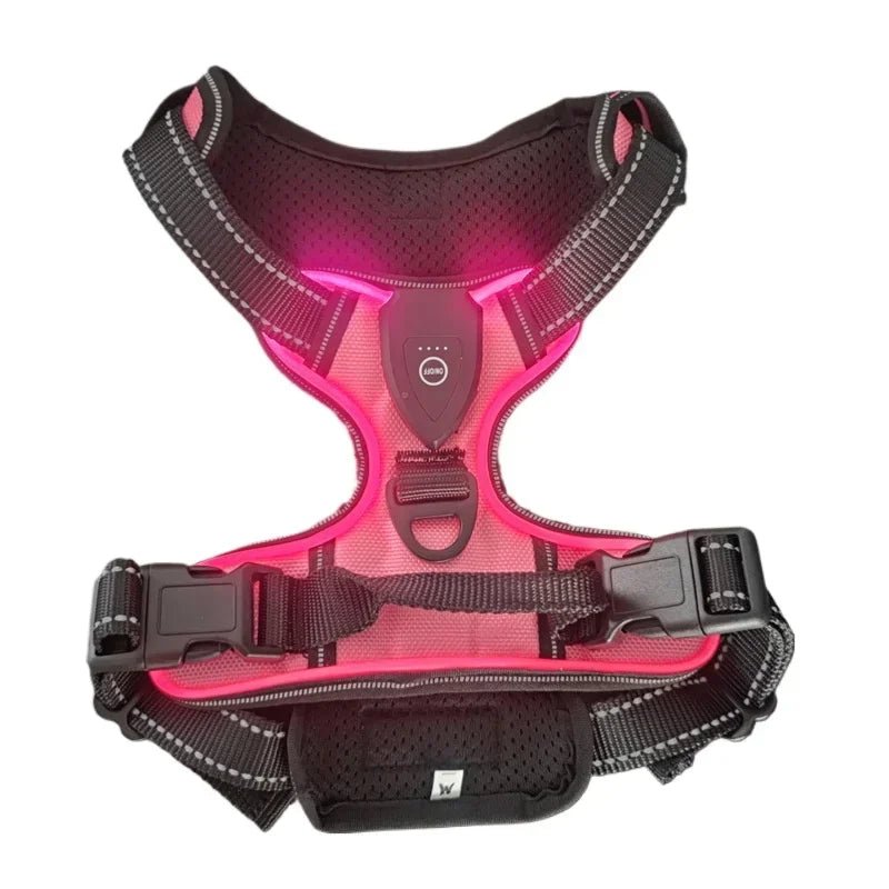 Harnais lumineux pour chien - Réglable, rechargeable et sans traction - TribupetsSRoseCNHarnais lumineux pour chien - Réglable, rechargeable et sans traction
