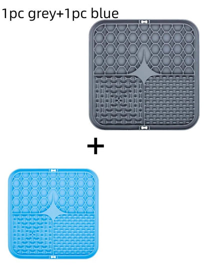Pet Lick Silicone Mat for Dogs Pet Slow Food Plate Dog Bathing Distraction Silicone Dog Sucker Food Training Dog Feeder Supplies - TribupetsBleu & GrisPet Lick Silicone Mat for Dogs Pet Slow Food Plate Dog Bathing Distraction Silicone Dog Sucker Food Training Dog Feeder Supplies