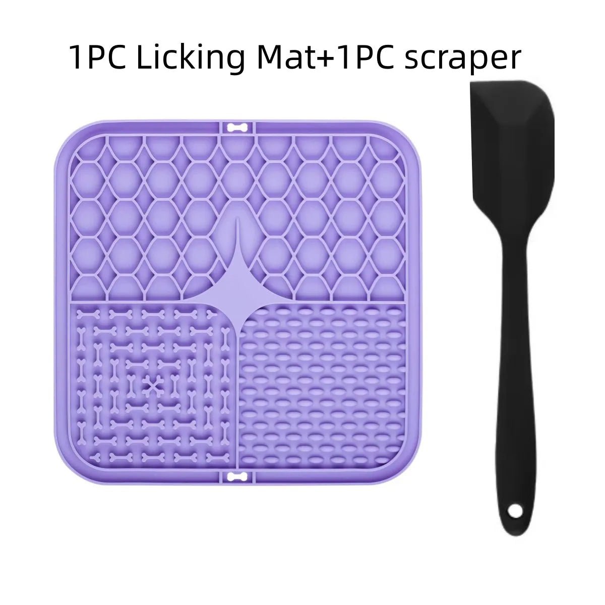 Pet Lick Silicone Mat for Dogs Pet Slow Food Plate Dog Bathing Distraction Silicone Dog Sucker Food Training Dog Feeder Supplies - TribupetsViolet Avec SpatulePet Lick Silicone Mat for Dogs Pet Slow Food Plate Dog Bathing Distraction Silicone Dog Sucker Food Training Dog Feeder Supplies