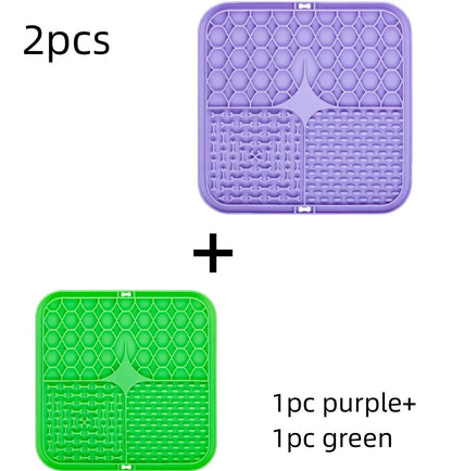 Pet Lick Silicone Mat for Dogs Pet Slow Food Plate Dog Bathing Distraction Silicone Dog Sucker Food Training Dog Feeder Supplies - TribupetsVert & VioletPet Lick Silicone Mat for Dogs Pet Slow Food Plate Dog Bathing Distraction Silicone Dog Sucker Food Training Dog Feeder Supplies