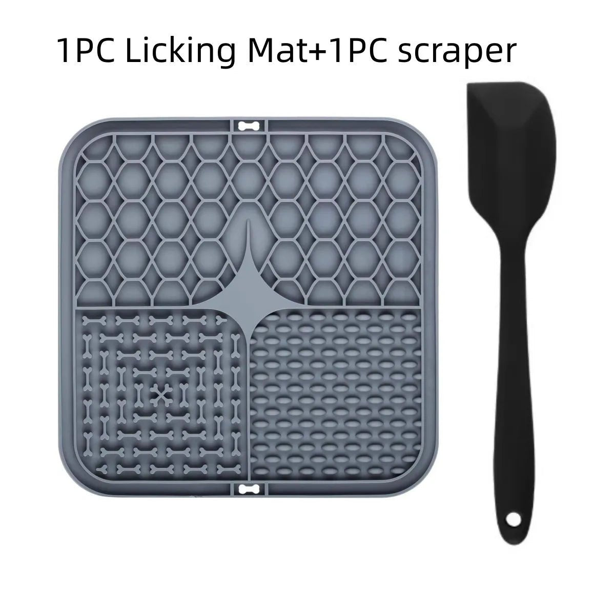 Pet Lick Silicone Mat for Dogs Pet Slow Food Plate Dog Bathing Distraction Silicone Dog Sucker Food Training Dog Feeder Supplies - TribupetsGris Avec SpatulePet Lick Silicone Mat for Dogs Pet Slow Food Plate Dog Bathing Distraction Silicone Dog Sucker Food Training Dog Feeder Supplies